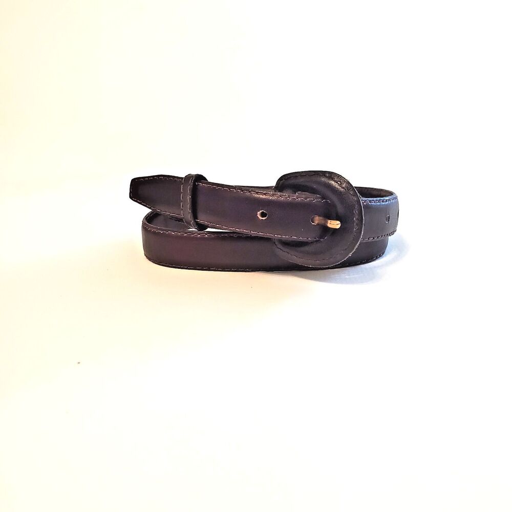 Vintage Astor Women's Brown Leather Belt Medium Skinny Fits 26.25" - 29.25" - Picture 2 of 5